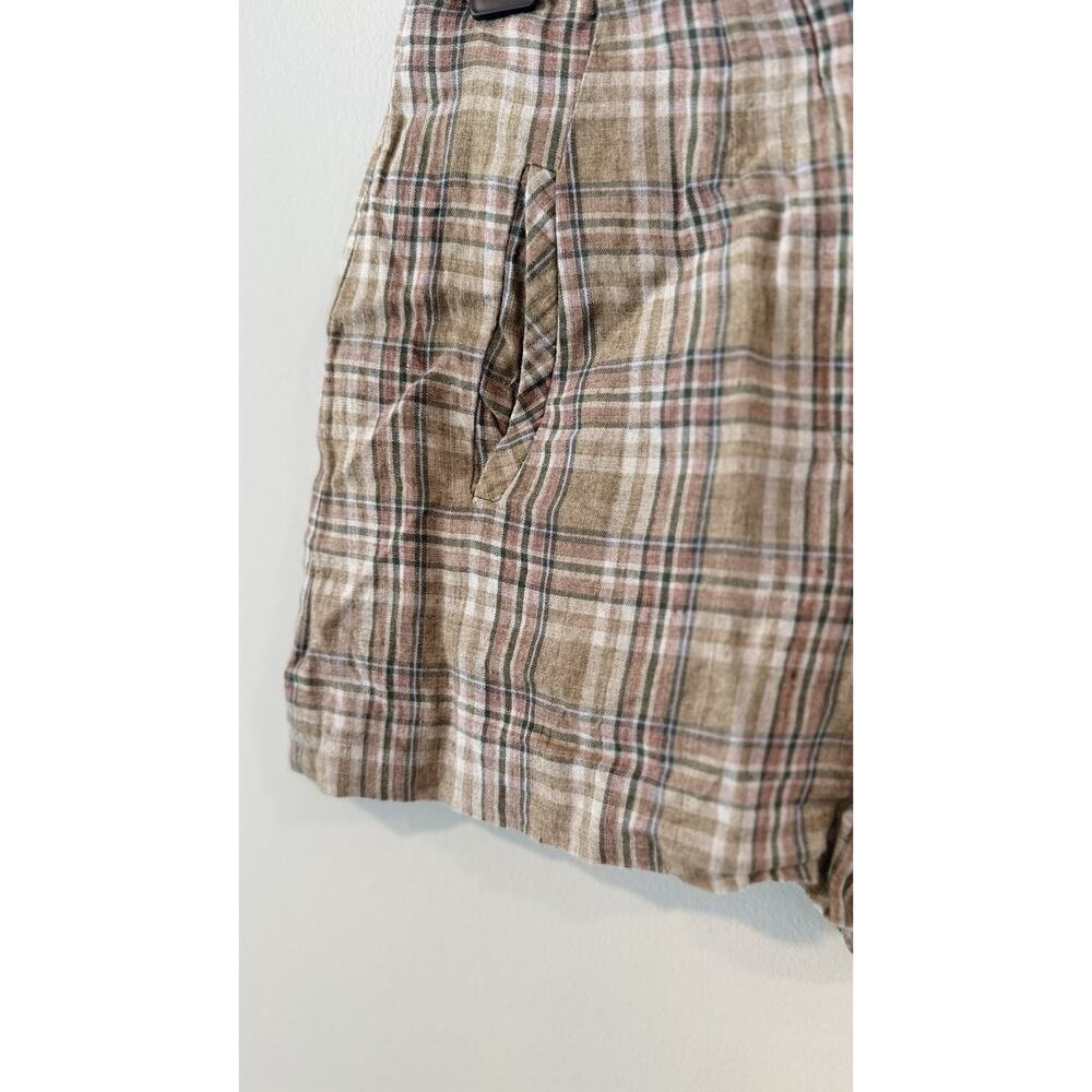 Veronica Beard Jazmin Short Size 4 Plaid Sage Multi Linen Flat Front $378 - Picture 3 of 12